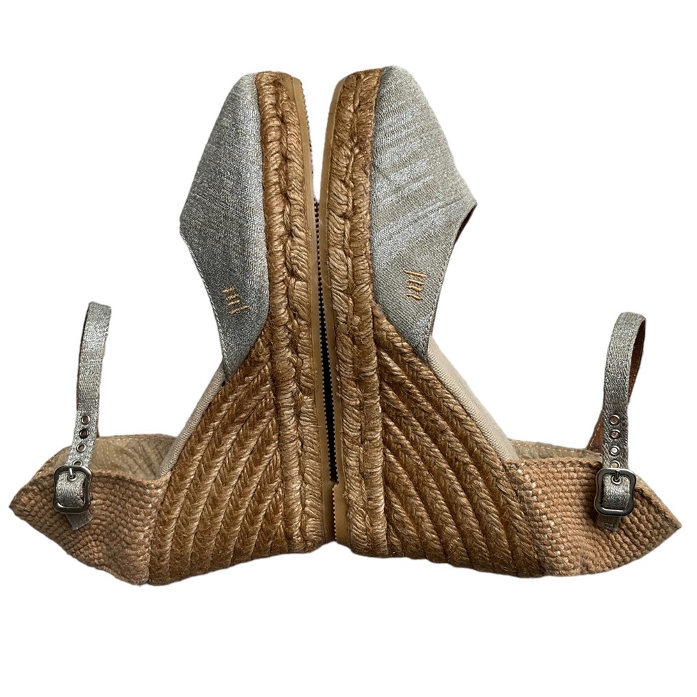 Viscata Women’s Satuna Canvas Wedges Silver Cream Jute Espadrille Closed… - Picture 7 of 16